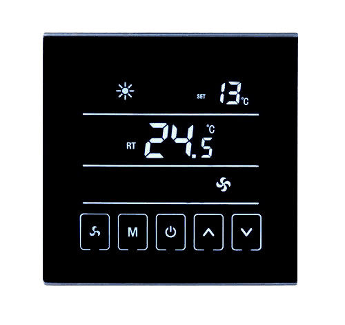 Black Touch Screen Digital Room Thermostat IP20 NTC Sensor 86*86*14mm Size